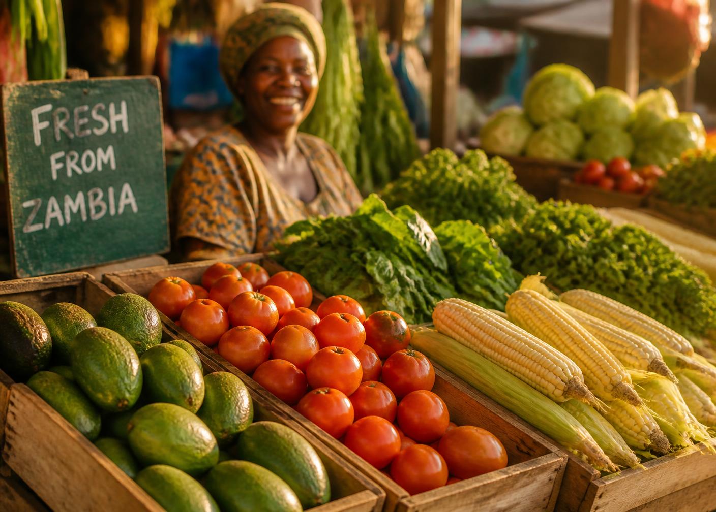 Fresh Zambian produce on a Zonka market stall